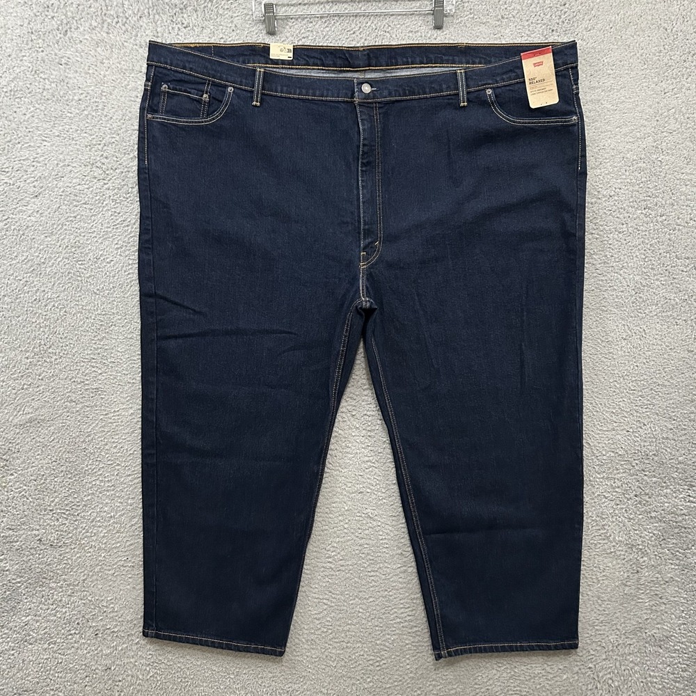 Levis Jeans Mens 60x28 Blue Denim 550 Relaxed Fit Dark Wash Stretch American